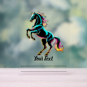 Panneau En Acrylique Enseigne au néon Cheval Style Rétro Glitch