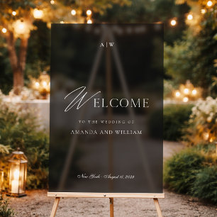 Panneau En Acrylique Enseigne de bienvenue de mariage en acrylique noir