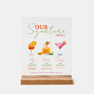 Panneau En Acrylique Enseigne de boissons de mariage personnalisées, En