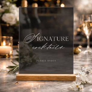 Panneau En Acrylique Enseigne de cocktails signature en acrylique noir