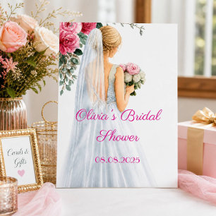 PANNEAU EN ACRYLIQUE ENSEIGNE DE LANCER DE MARIÉE FLEURIE ROSE ESTIVAL