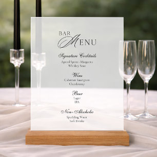 Panneau En Acrylique Enseigne de mariage de menu de bar acrylique moder