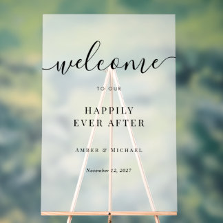 Panneau En Acrylique Enseigne de mariage en acrylique 'Heureux pour tou