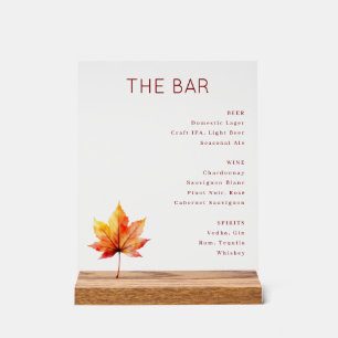 Panneau En Acrylique Enseigne de menu de bar serif rouge sophistiqué