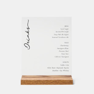 Panneau En Acrylique Enseigne de menu élégant en noir et blanc