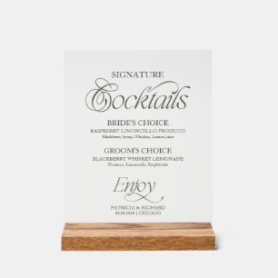 Panneau En Acrylique Enseigne Élégante de Cocktails Signature Minimalis