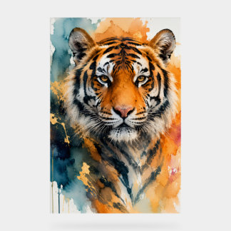 Panneau En Acrylique Enseigne en acrylique au tigre aquarelle