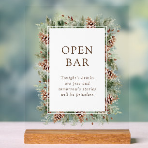 Panneau En Acrylique Enseigne en acrylique Bar Ouvert Hiver