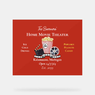 Panneau En Acrylique Enseigne en acrylique Cinéma Maison Popcorn Bobine