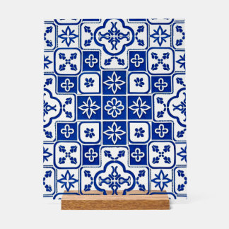 Panneau En Acrylique Enseigne en acrylique en carreaux d'azulejo bleus 