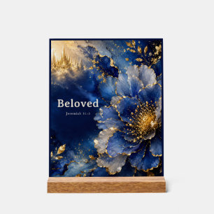 Panneau En Acrylique Enseigne en acrylique florale personnalisée bleu e