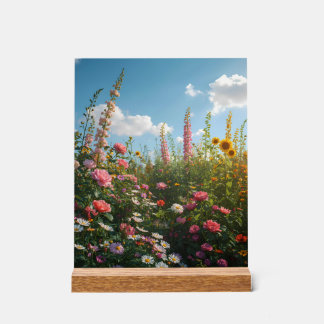 Panneau En Acrylique Enseigne en acrylique florale vibrante