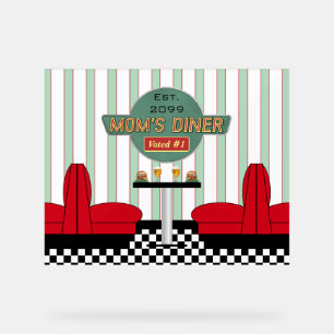 Panneau En Acrylique Enseigne en acrylique Mom's Retro Diner avec Burge