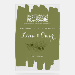 Panneau En Acrylique Enseigne en acrylique Nikkah vert olive