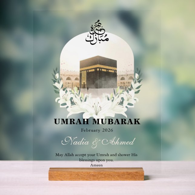 Panneau En Acrylique Enseigne en acrylique personnalisée Umrah Mubarak (Neutre)