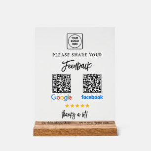 Panneau En Acrylique Enseigne en acrylique QR Google Facebook Review