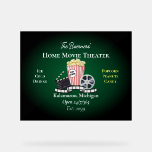 Panneau En Acrylique Enseigne en acrylique verte pour cinéma maison et