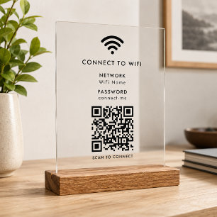Panneau En Acrylique Enseigne en acrylique WiFi Code QR à scanner pou
