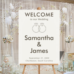 Panneau En Acrylique Entrée de Mariage beige neutre pour minimalistes
