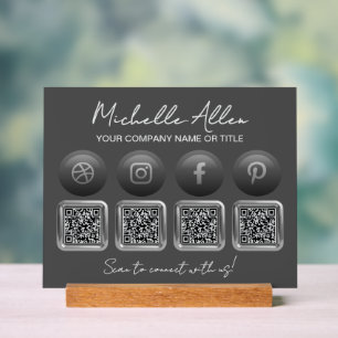 Panneau En Acrylique Entreprise Social Media QR Codes Signal acrylique