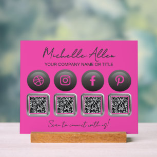 Panneau En Acrylique Entreprise Social Media QR Codes Signal acrylique