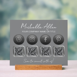 Panneau En Acrylique Entreprise Social Media QR Codes Signal acrylique