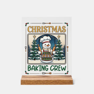 Panneau En Acrylique Équipe de pâtisserie de Noël Bonhomme de neige Che