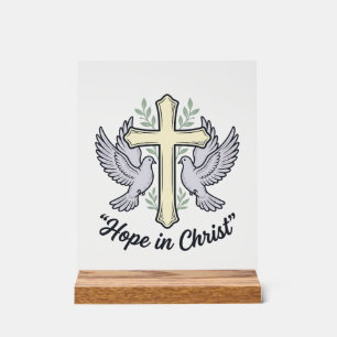 Panneau En Acrylique Espoir en Christ Colombe Croix Design Chrétien Vin
