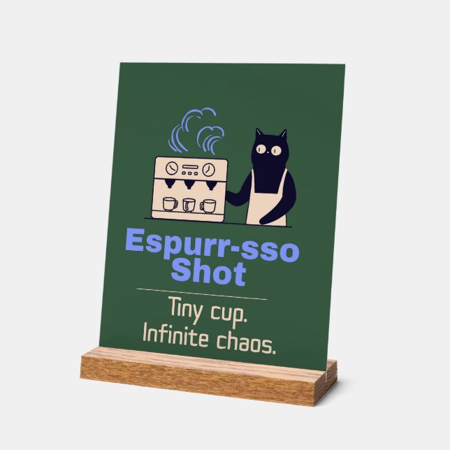 Panneau En Acrylique Espurr-sso Espresso - Chat et café drôle - Jeu de  (Angle)