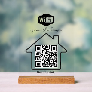 Panneau En Acrylique Est À La Chambre Code QR WiFi minimaliste modern