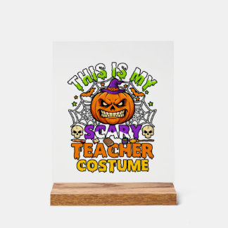 Panneau En Acrylique Est Costume d'enseignant effrayant Haloween Sorciè