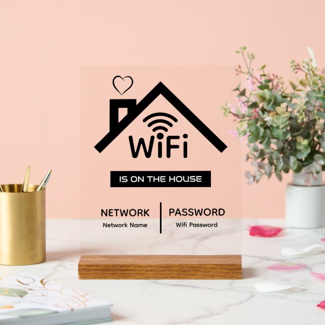Panneau En Acrylique Est Sur Le Mot De Passe Wifi De La Maison (Mariage)