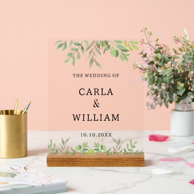 Panneau En Acrylique Esthétique Élégant Texte Personnalisé Mariage Affa (Mariage)