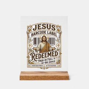 Panneau En Acrylique étiquette de code-barres Jésus Rachetée Jésus code