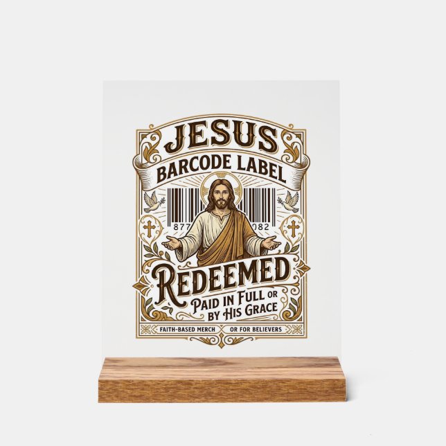 Panneau En Acrylique étiquette de code-barres Jésus Rachetée Jésus code (Recto)