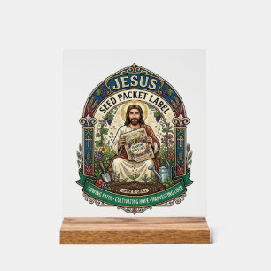 Panneau En Acrylique étiquette de paquet de graines de Jésus étiquette