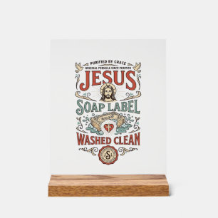 Panneau En Acrylique Étiquette de savon Jésus Lavé Propre Savon Jésus L