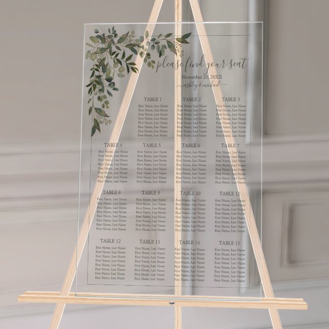 Panneau En Acrylique Eucalyptus Botanique Sage Vert Mariage Siège (Wedding Seating Chart!
)
