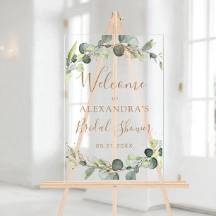 Panneau En Acrylique Eucalyptus Sage Fête des mariées florale verte