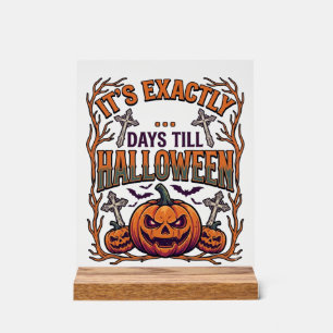 Panneau En Acrylique Exactement Jours Avant Halloween Citrouille Chauve