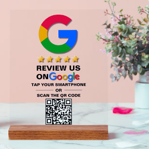 Panneau En Acrylique Examen Google du code Qr personnalisé simple