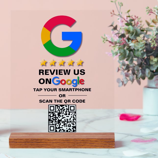 Panneau En Acrylique Examen Google du code Qr personnalisé simple (Créateur téléchargé)
