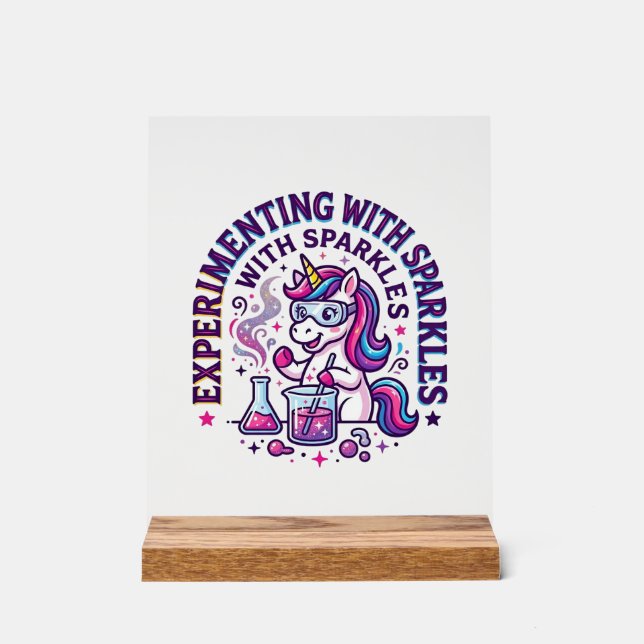 Panneau En Acrylique Expérience de licorne avec publicité coupée d'étin (Recto)