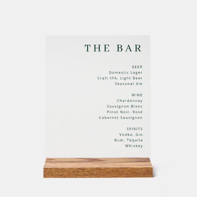 Panneau En Acrylique Exquisite Green Text Bar Menu (Recto)