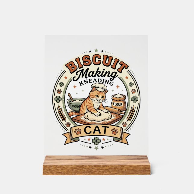 Panneau En Acrylique Fabrication de biscuits Pétrissage Chat Fabricatio (Recto)