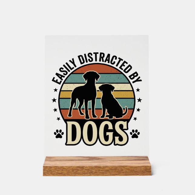 Panneau En Acrylique Facilement distrait par les chiens Design silhouet (Recto)