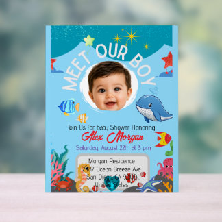 Panneau En Acrylique Faire Connaissance de Notre Garçon Invitation à la