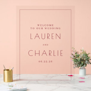 Panneau En Acrylique Faire-part de mariage Elegant Blush