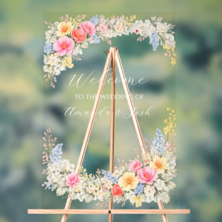 Panneau En Acrylique Faire-part de mariage floral de jardin printanier
