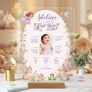 Panneau En Acrylique Fairy First Birthday Milestone Acrylic Welcome